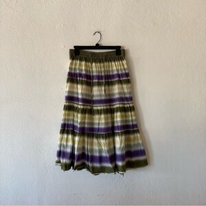 Boho Hippie Tie Dye Tiered Maxi Skirt Women’s Size M Elastic Waist Drawstring